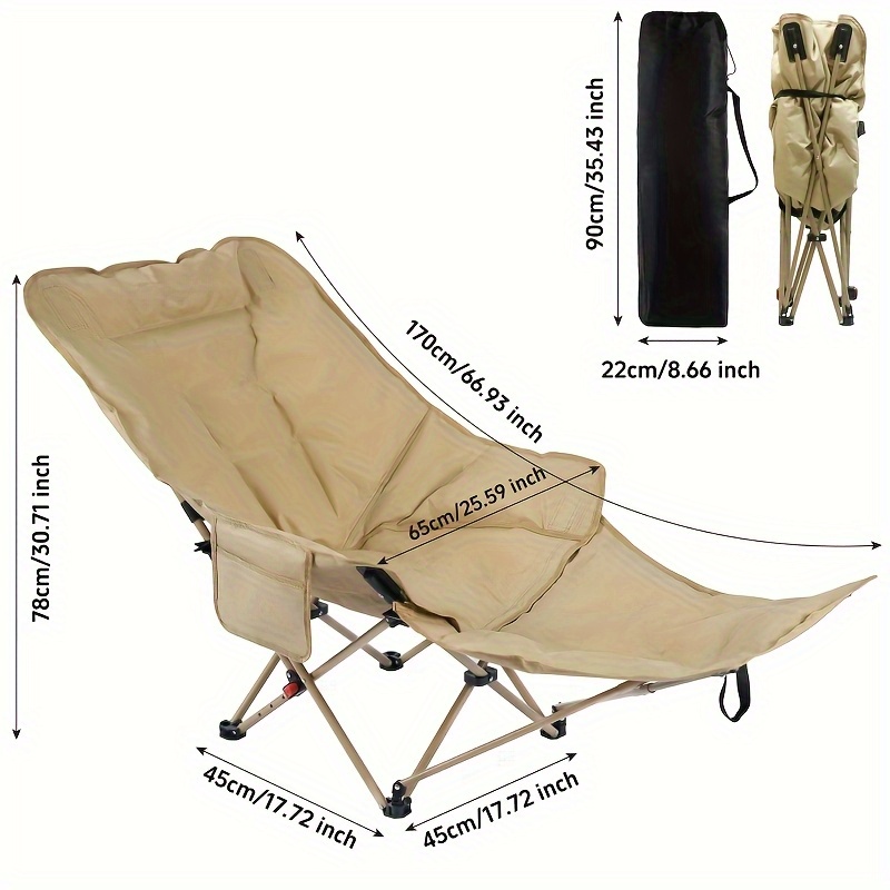 Chaise pliante de voyage pour plage avec double inclinaison, hauteur réglable, structure en acier renforcé et amovible - Portable et légère pour camping, pêche et loisirs en plein air