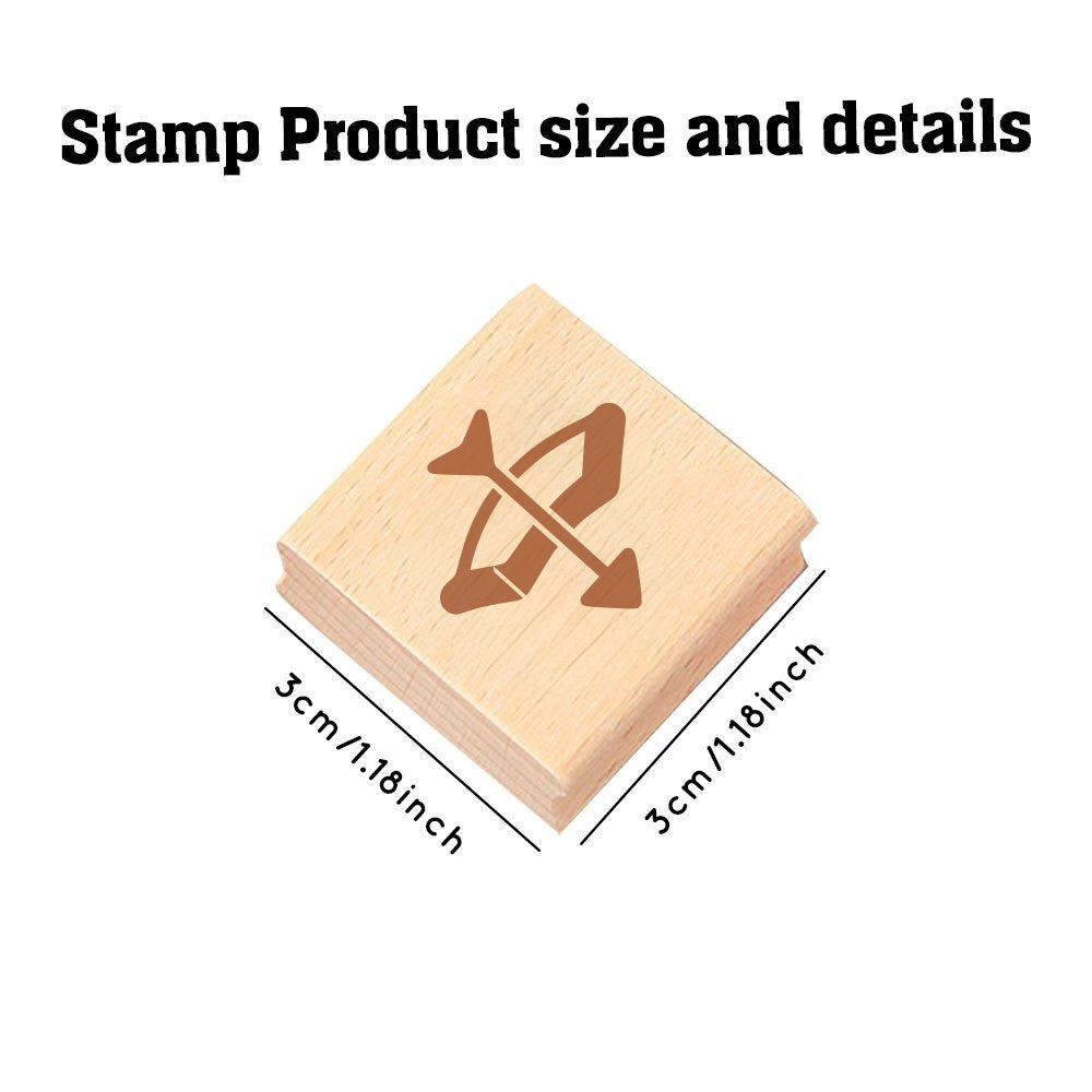 Cool Bow and Arrow Square Wooden Rubber Stamp for Journals