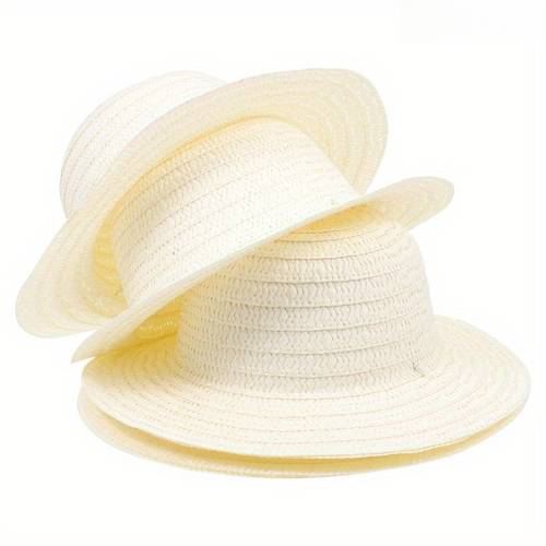 12pcs diy graffiti straw hat with 1pc pen blank drawing craft tool hat school prop outdoor sunshade decoration hat