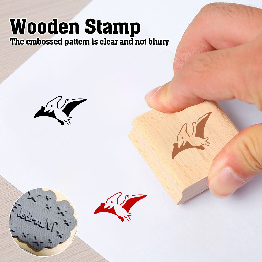 Vintage Pterosaur Wooden Rubber Stamp for Crafts