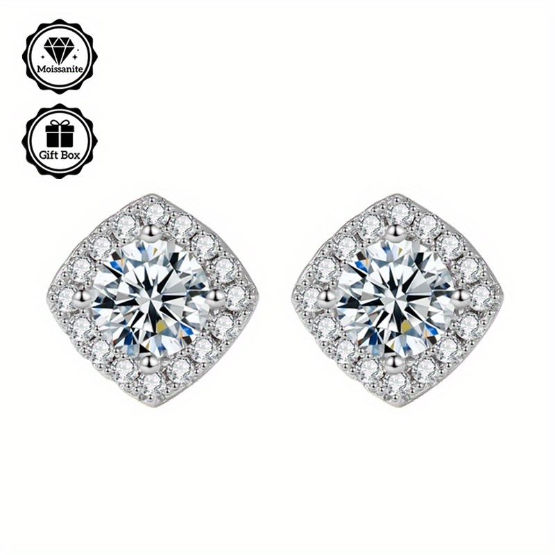 TEMU Une paire de clous d'oreilles à clous en Moissanite certifiés GRA, clous d'oreilles pour homme, clous d'oreilles tendance colorés, bijoux pour
