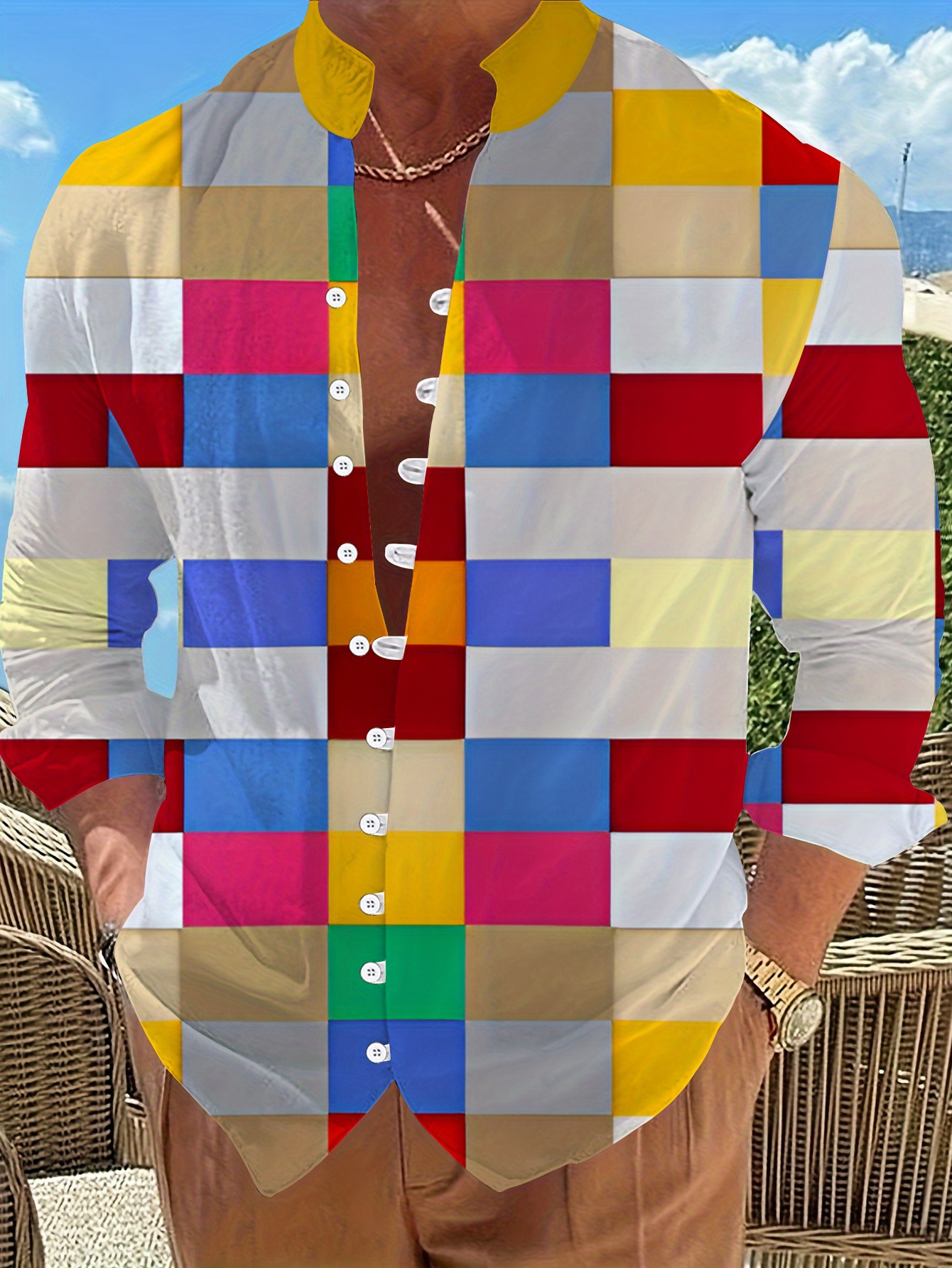 mens plus size colorful floral long sleeve shirt v Temu Denmark