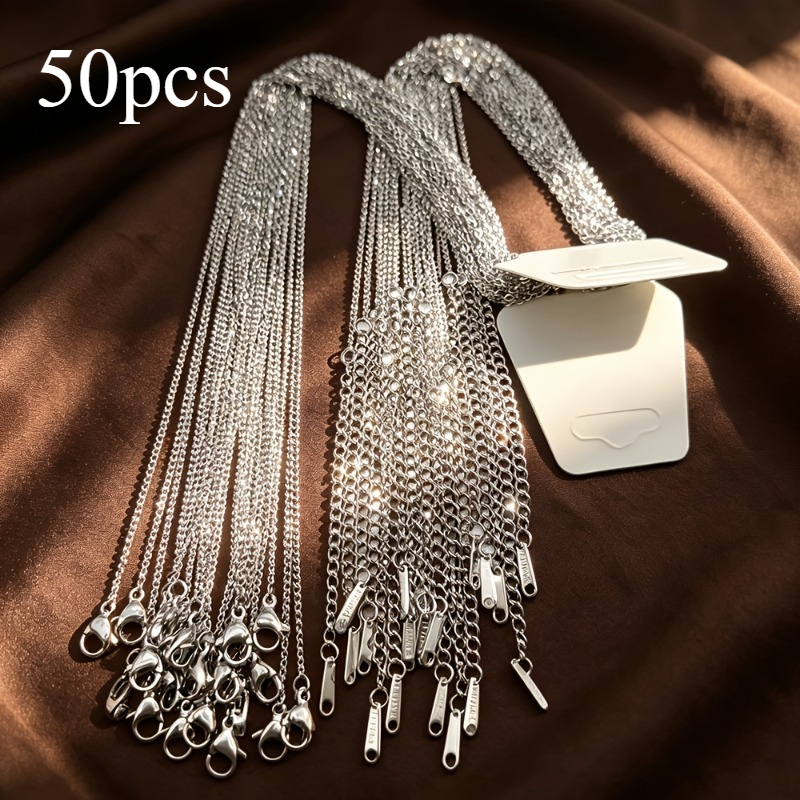 TEMU 50pcs 316L Collier en Acier Inoxydable 316L Type O de 1.5Mm, avec Chaîne d'Extension de 5Cm, Durable et Léger, Collier pour Usage et Hip-Hop,