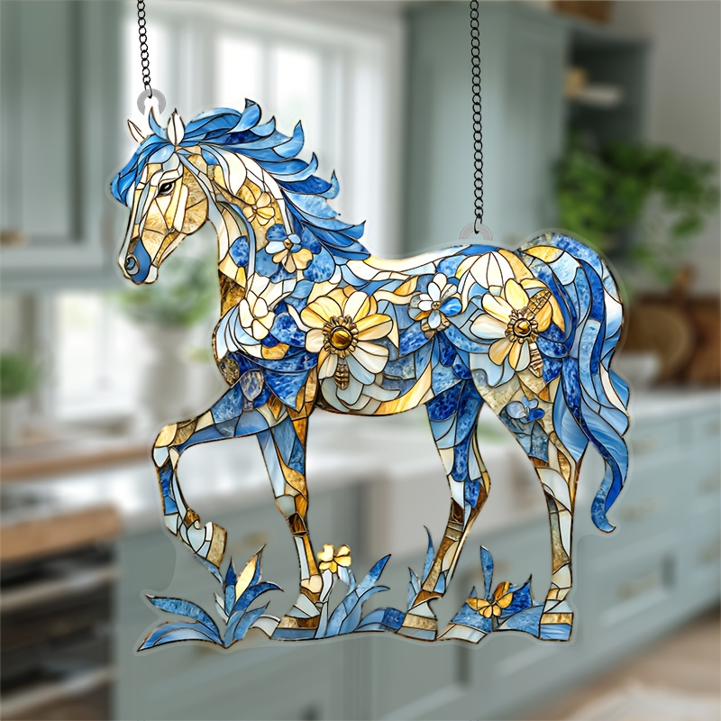 

Floral Horse Acrylic Sun 8x8 Inches - Window Hanging Decor, Perfect Gift For Equestrian Enthusiasts, Ideal For Indoor Bedroom, Home Office Theme, Outdoor Garden, , And Porch Decoration, Horse, Acrylic