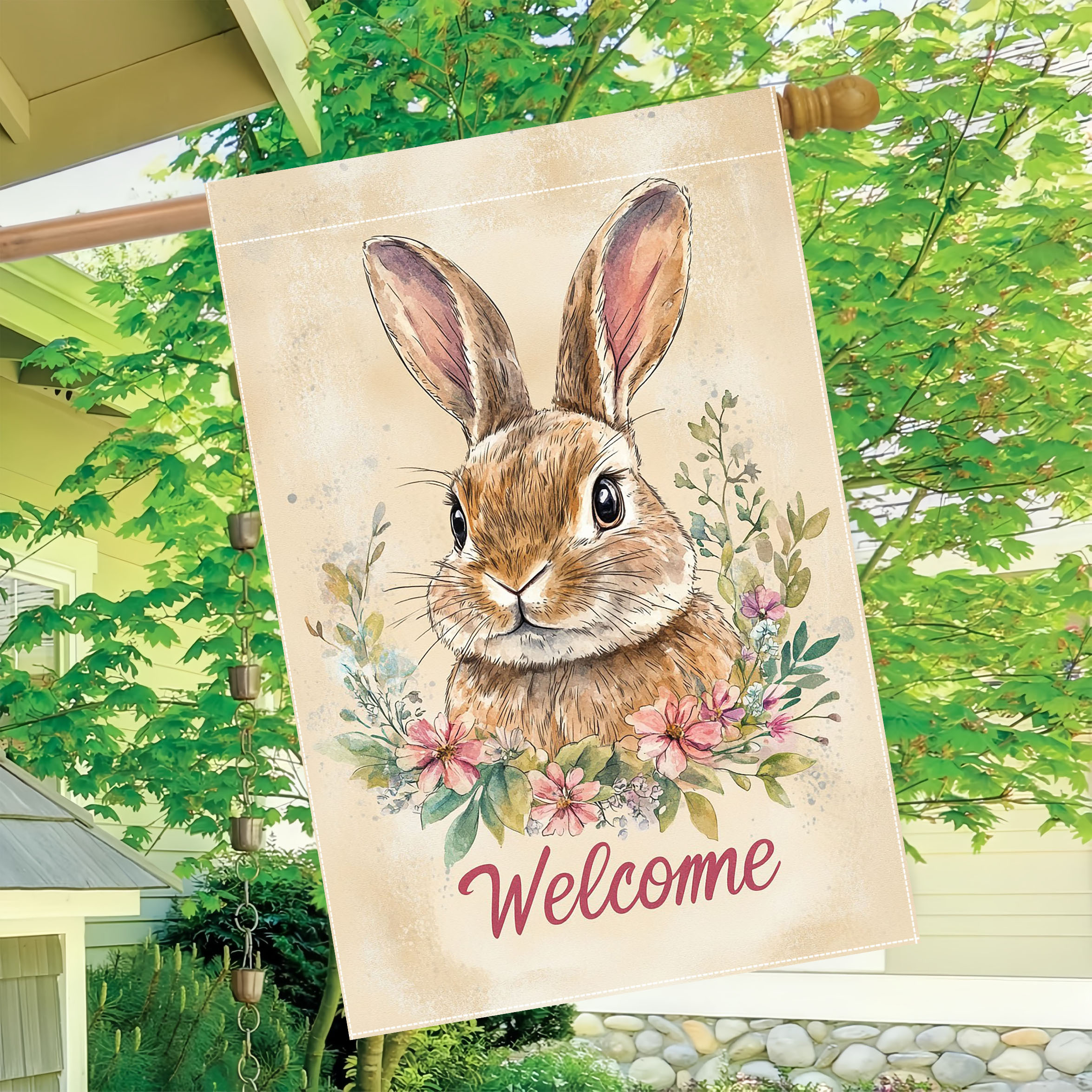 Doppelseitige Oster-Gartenflagge 'Willkommen' – 30,5 X 45,7 Cm, Wetterfest Für Draußen