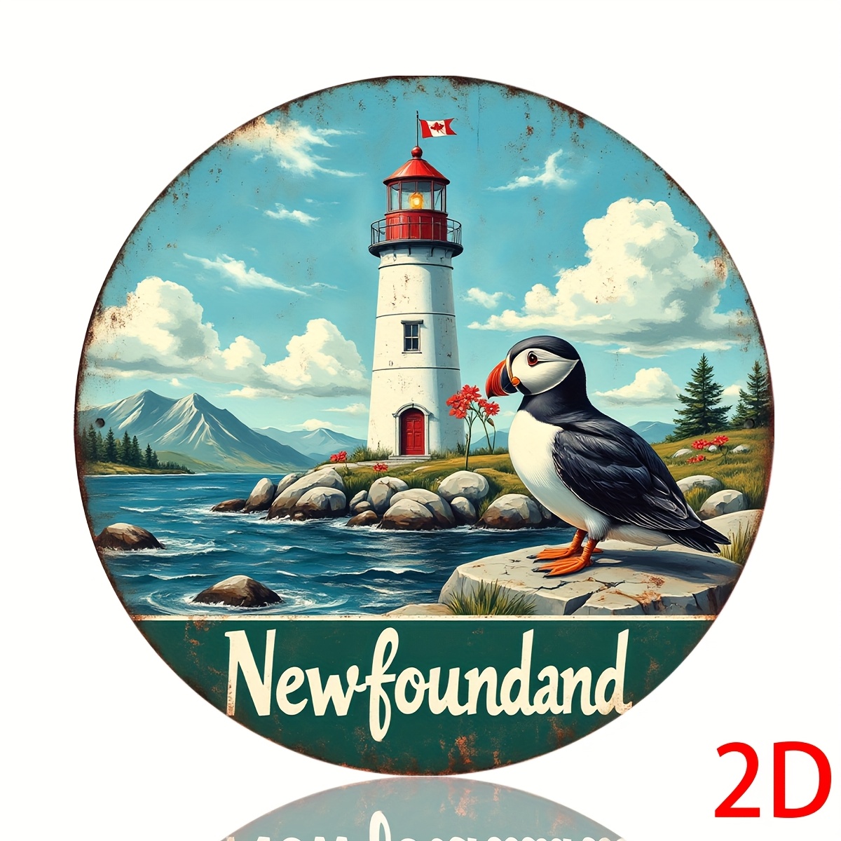 TEMU Ornement en bois plat 2D, 1pc Phare de vintage et puffin - Décor rustique, convient pour bar, restaurant, café, bureau, maison - Panneau mural
