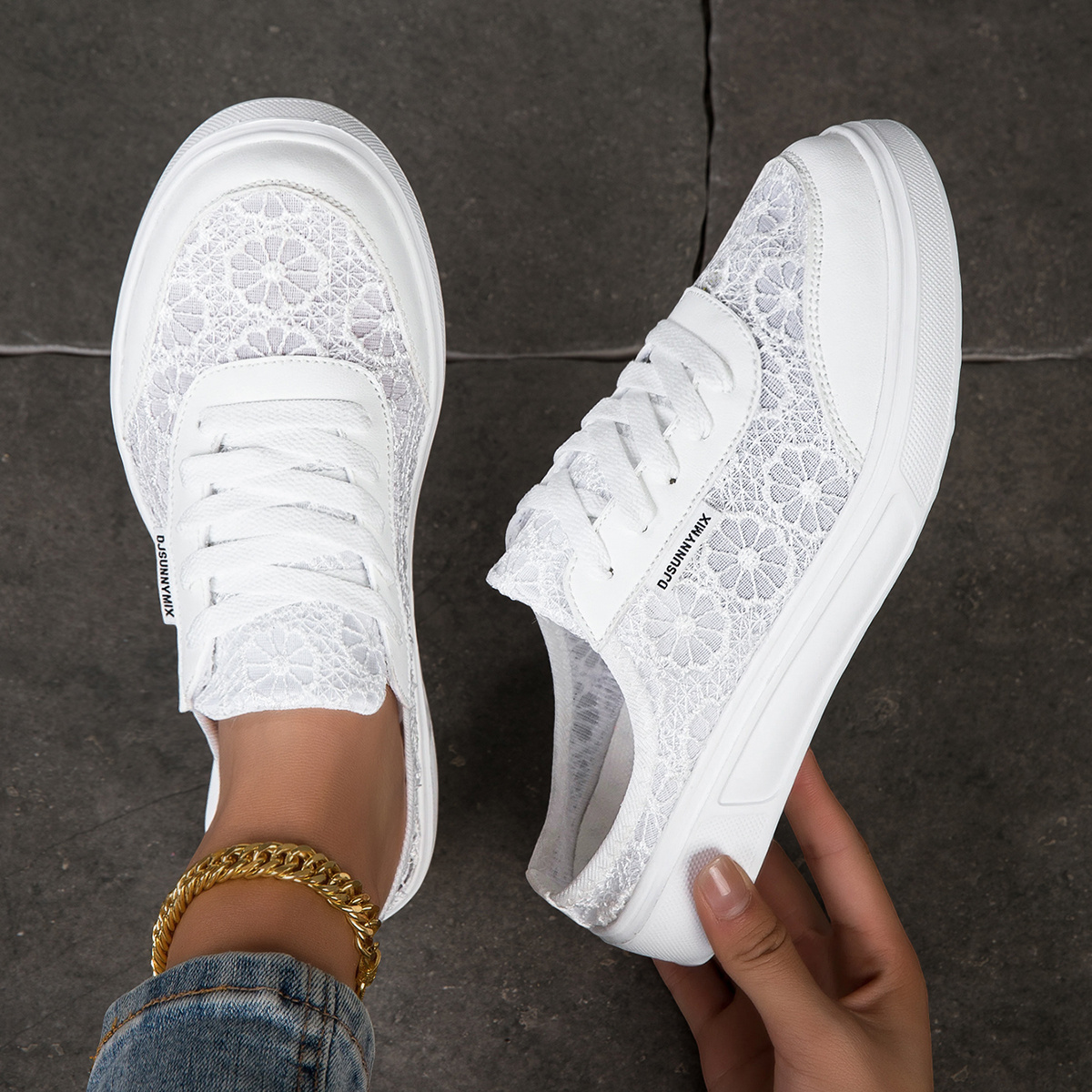 TEMU Djsunnymix Women's Sandals Summer Sunflower Half Slippers Women's Casual Sports Shoes Sneakers White Shoes, Women Shoes
