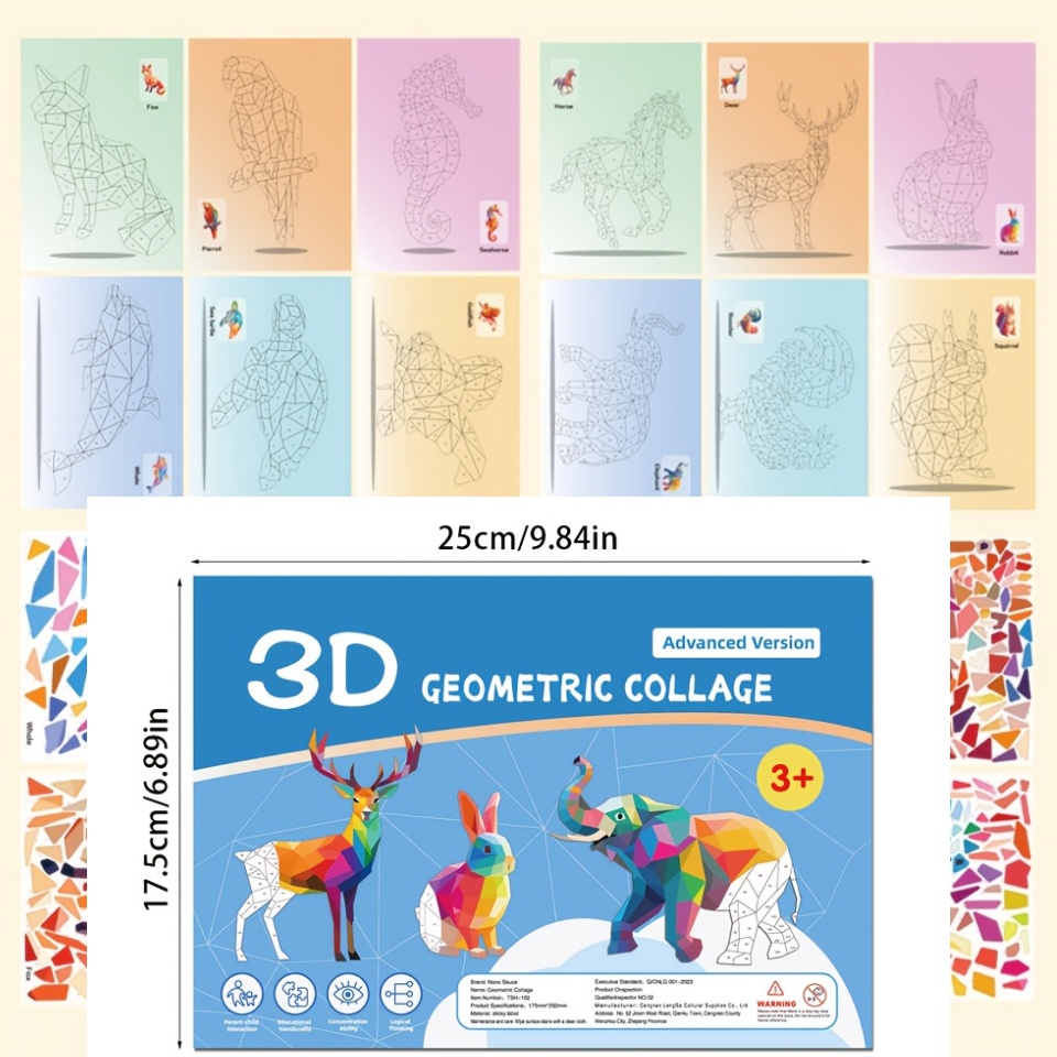 E-shop Sticker Puzzle Malbuch - Lernbuch, Kreativ- und Fertigkeitsentwicklung für Erwachsene, Tiere, Formen, Farben enthalten - Geschenkidee für
