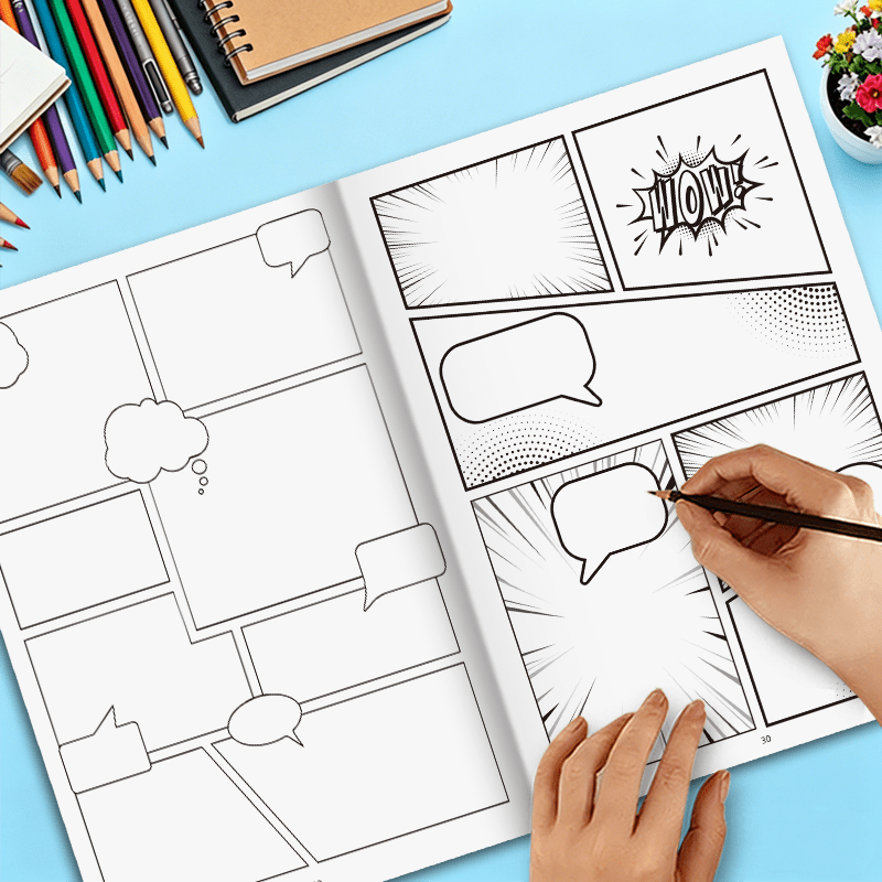 Blank Comic Book: 32-Page Comic Sketchbook for Story Creation