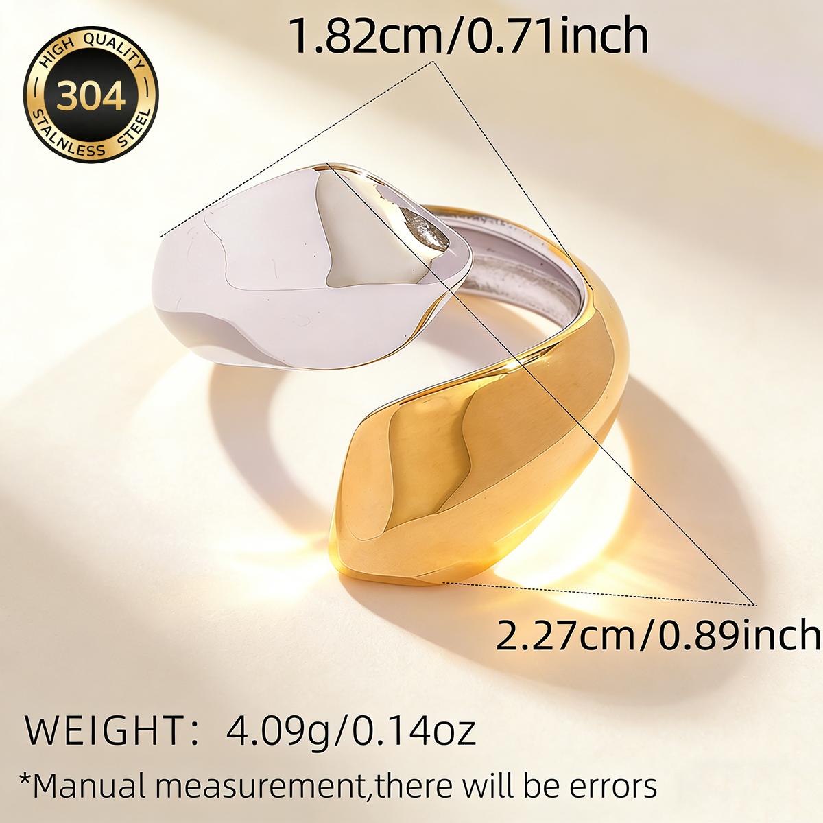 Women's Irregular Wave Open Ring, Two-Tone Design