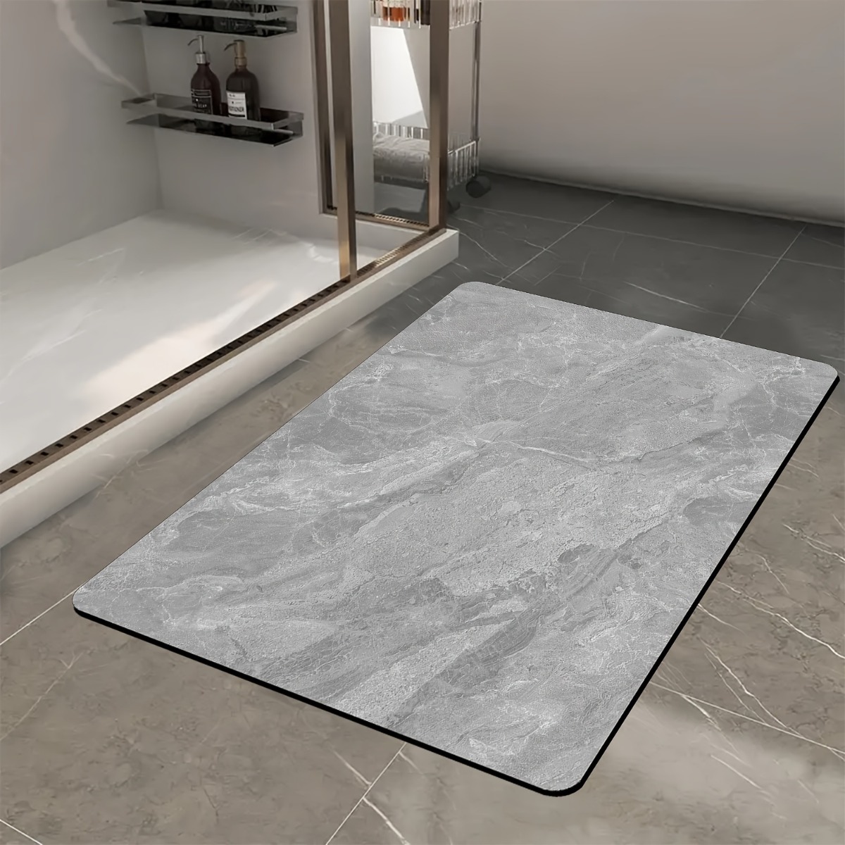 TEMU 2d Flat, 2d Bathroom Decor, White And , Diatomaceous Earth Floor Mat, Doormat, Christmas Holiday Decorations, Suitable For , Bedrooms, Laundry