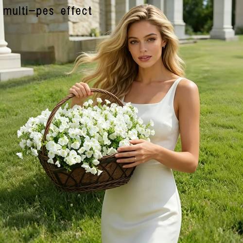imagen del artículo 33 flores = 11 de flores artificiales de exterior, decoración floral de planta artificial resistente a los rayos uv, artículos para el hogar y la cocina, campanillas artificiales blancas, para decoración de y jardín exterior, decoración , flores artificiales, arreglos florales