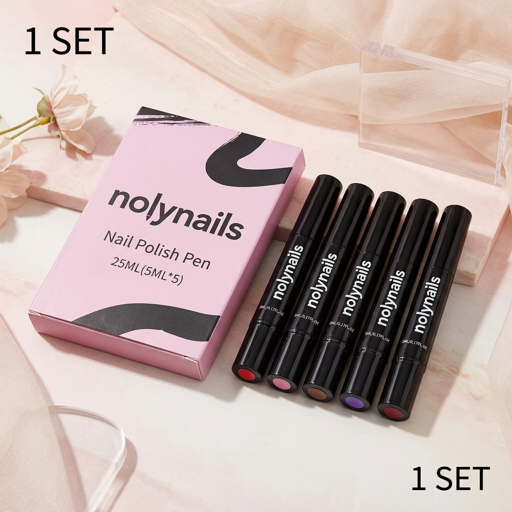 TEMU Gel Nail Pen (colorful) - No Light Needed, Quick-drying, Five- For Precise And Long-lasting Gel Nail Art