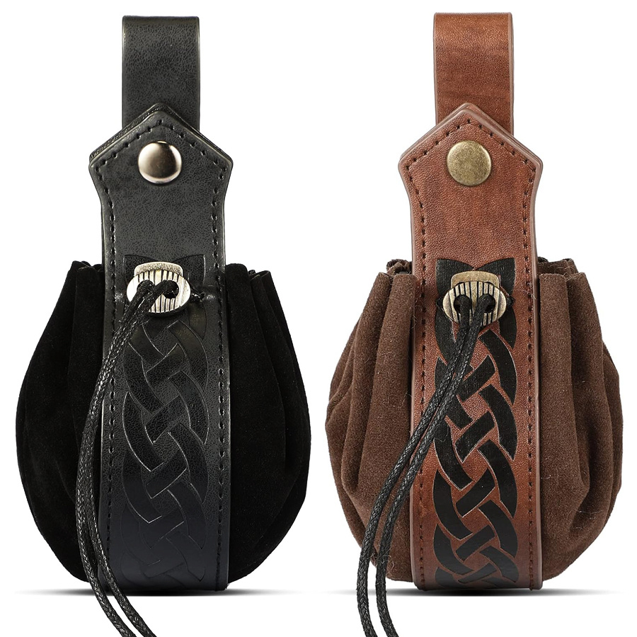 E-shop 2 Stück Mittelalterliche -Beutel Tragbare Zugbeuteltasche Vintage Renaissance Gürteltäschchen Würfelbeutel für Männer Frauen Kostümzubehör ()