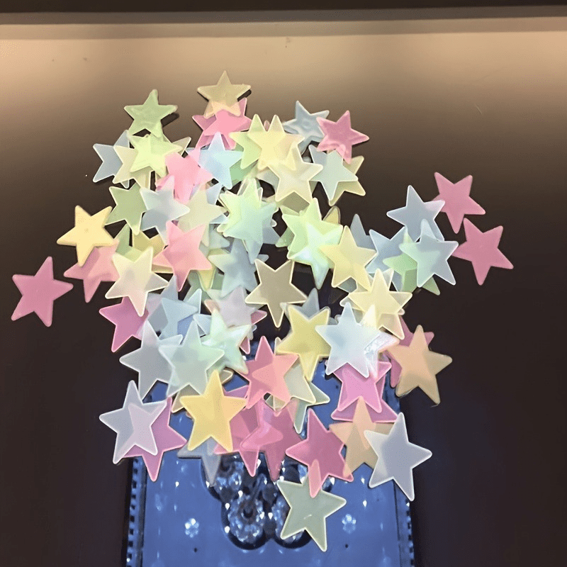 TEMU 450 autocollants étoiles phosphorescents de couleurs mélangées, adaptés à la décoration murale et de plafond, effet /autocollants