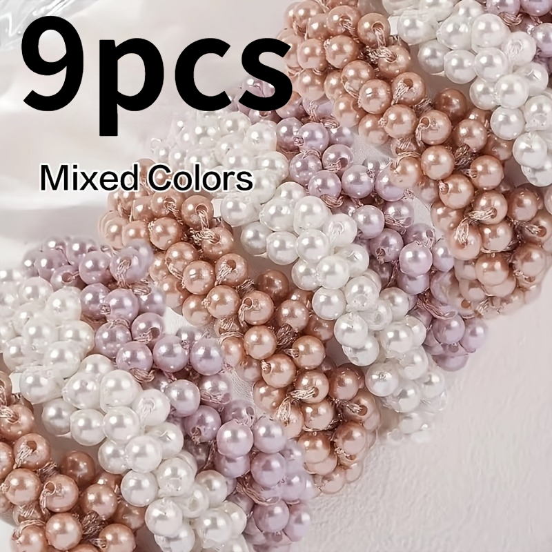 TEMU 9pcs Mixed Pearl Hair Tie Set, Pearl Color Additions Different Styling Needs. Elasticity For Comfortable Wear, Suitable For Daily Updos, Half-up