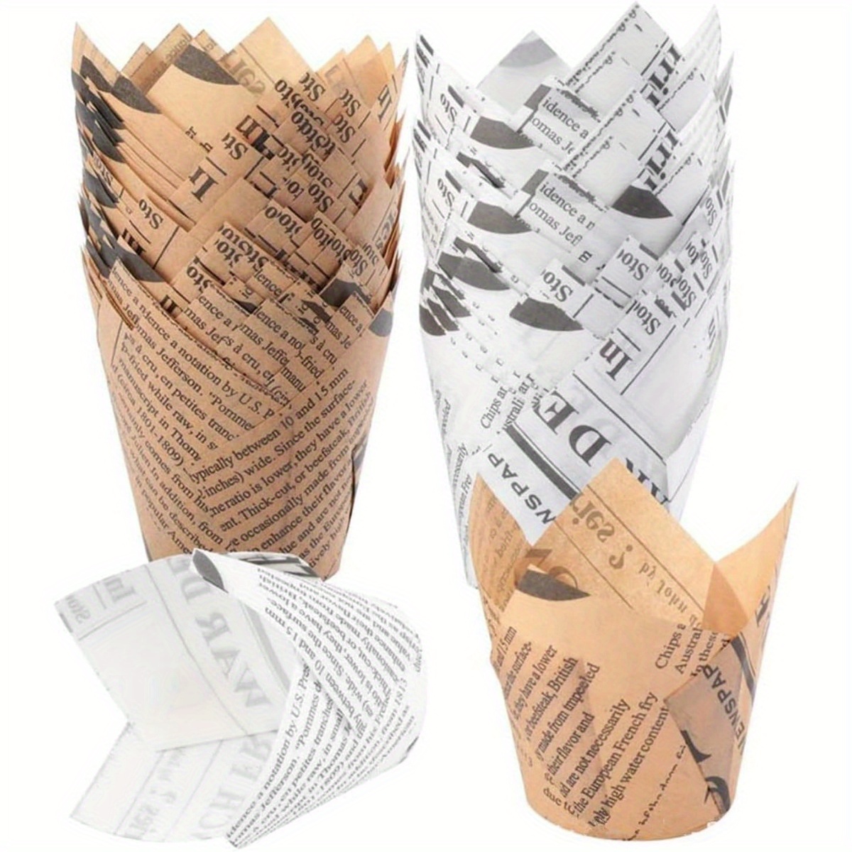 

100pcs Elegant Cupcake Liners - Grease-proof, Newspaper Baking Cups For , Ideal For Weddings & Birthday Parties