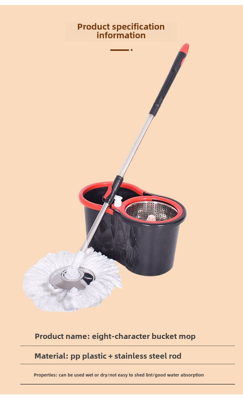 easy     spin mop set with stainless steel handle self squeeze   washing for kitchen bathroom living room bedroom details 3