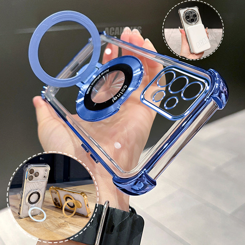 TEMU Phone Case: Acanries 1 Luxury Thin Ring Folding Stand Holder Bracket   1 Plating Clear Shockproof Protective Phone Case For For Galaxy A73 5g/