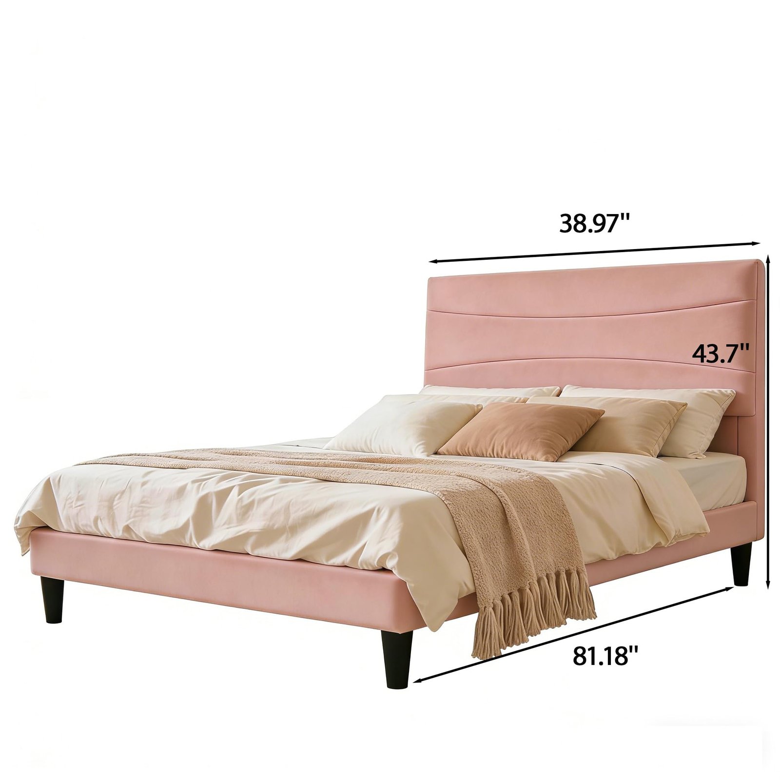 2026 Soft Bed with 2 Bed Rails, Premium Soft Padded Bed Frame with Stitched Detailing for Modern Bedroom, Ideal for Home Room Decor