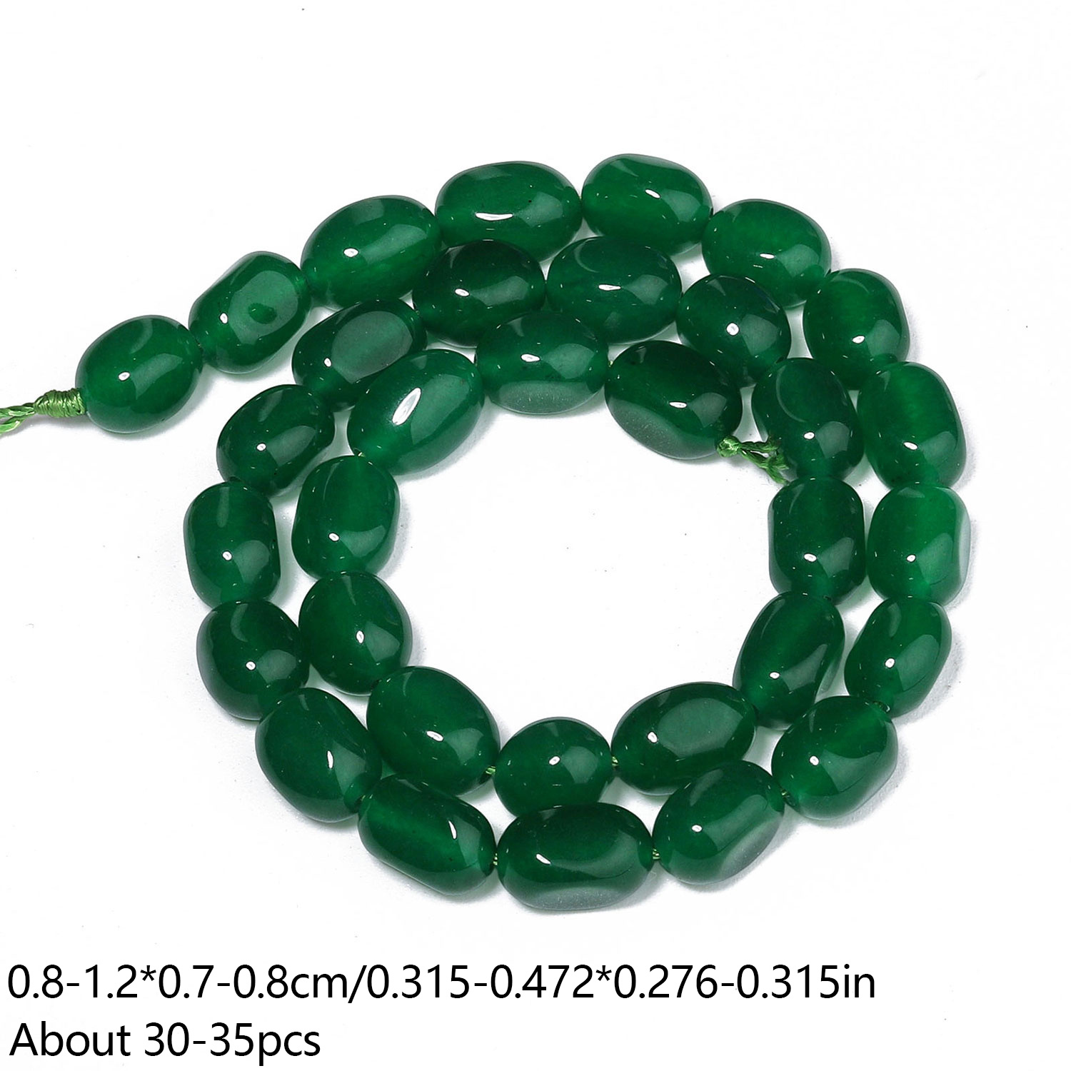 TEMU Perles d'espacement en calcédoine verte foncée de naturelle de 8-12 mm, pour la fabrication de bijoux DIY, bracelets, , boucles d'oreilles,