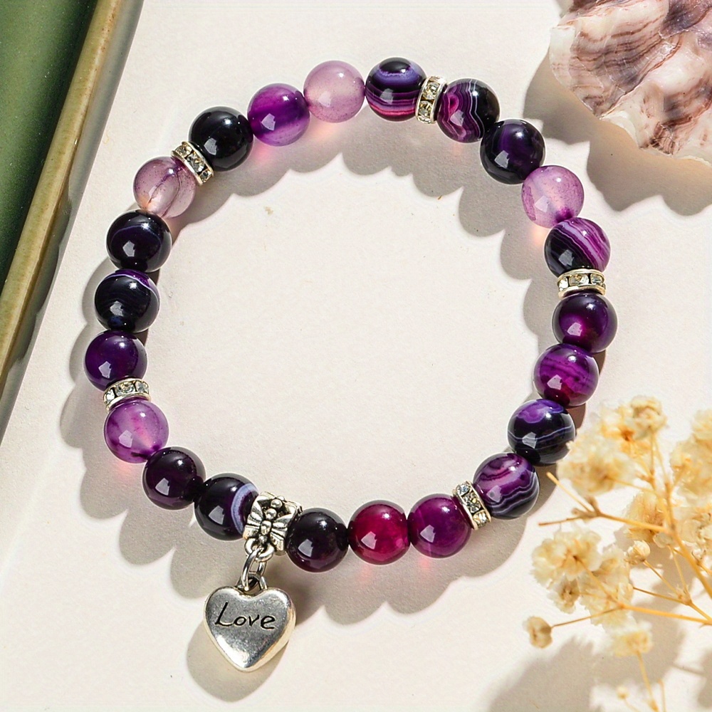 amethyst 8mm natural stone bead bracelet relax balance