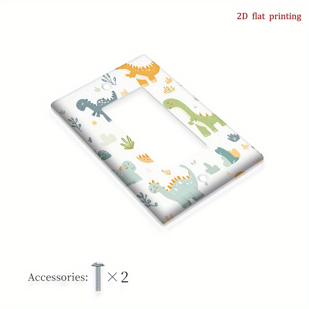 TEMU 1pc Couverture de Prise Murale Motif Dinosaure et Plante - Impression Plate en 2D, Durable & Sûre, Installation Facile, Décoration Élégante pour