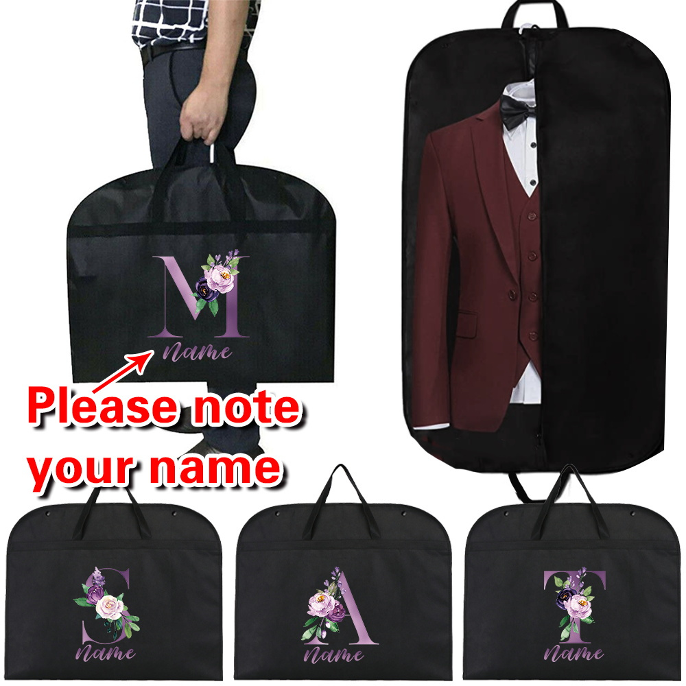 

Personalized Garment Bag With Custom Name, Non-woven Fabric Suit Cover, Dustproof And Clothing Protector, Machine Washable, With Hanging Storage For Wedding Dress, Coat, And Formal Attire