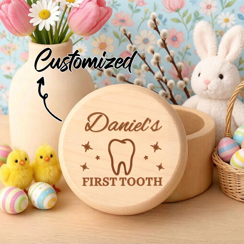 TEMU A Personalized Custom Round Wooden Tooth Box, With Customized Name, Date, And Other Information, A Memorial Gift For , A Highly Practical Gift,