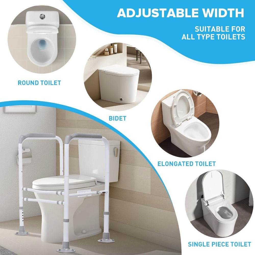 [Ergonomic Toilet Safety Rail] Adjustable Toilet Safety Rail | Ergonomic Safety Frame for Disabled Individuals - Enhances Bathroom Mobility, Suitable for Homes, Hospitals, Restrooms, and Nursing Homes