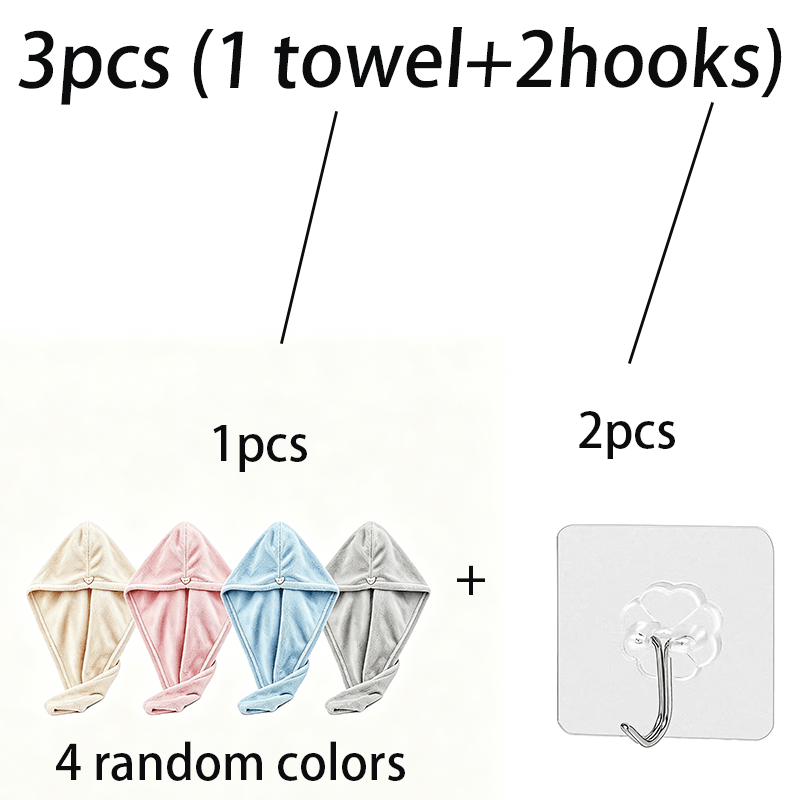 TEMU 3pcs(1 Towel+2hooks)quick-drying Microfiber Towel, Random Color, 24.0cm * 57.99cm, Soft And Absorbent, Modern Solid Color Pattern, Essential For
