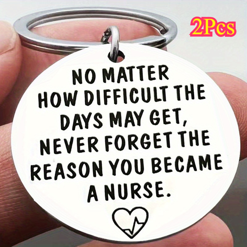 

2pcs Steel Nurse Keychain, Inspirational Round Key For Men And Women,