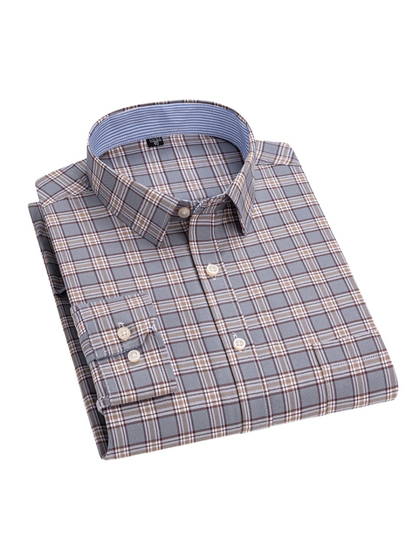 A Set of Three Pure Long-Sleeve Oxford Shirts with Embroidered Pockets on The Chest, Essential for Business Casual Outings, Suitable for Various Occasions, Available in Multiple Styles