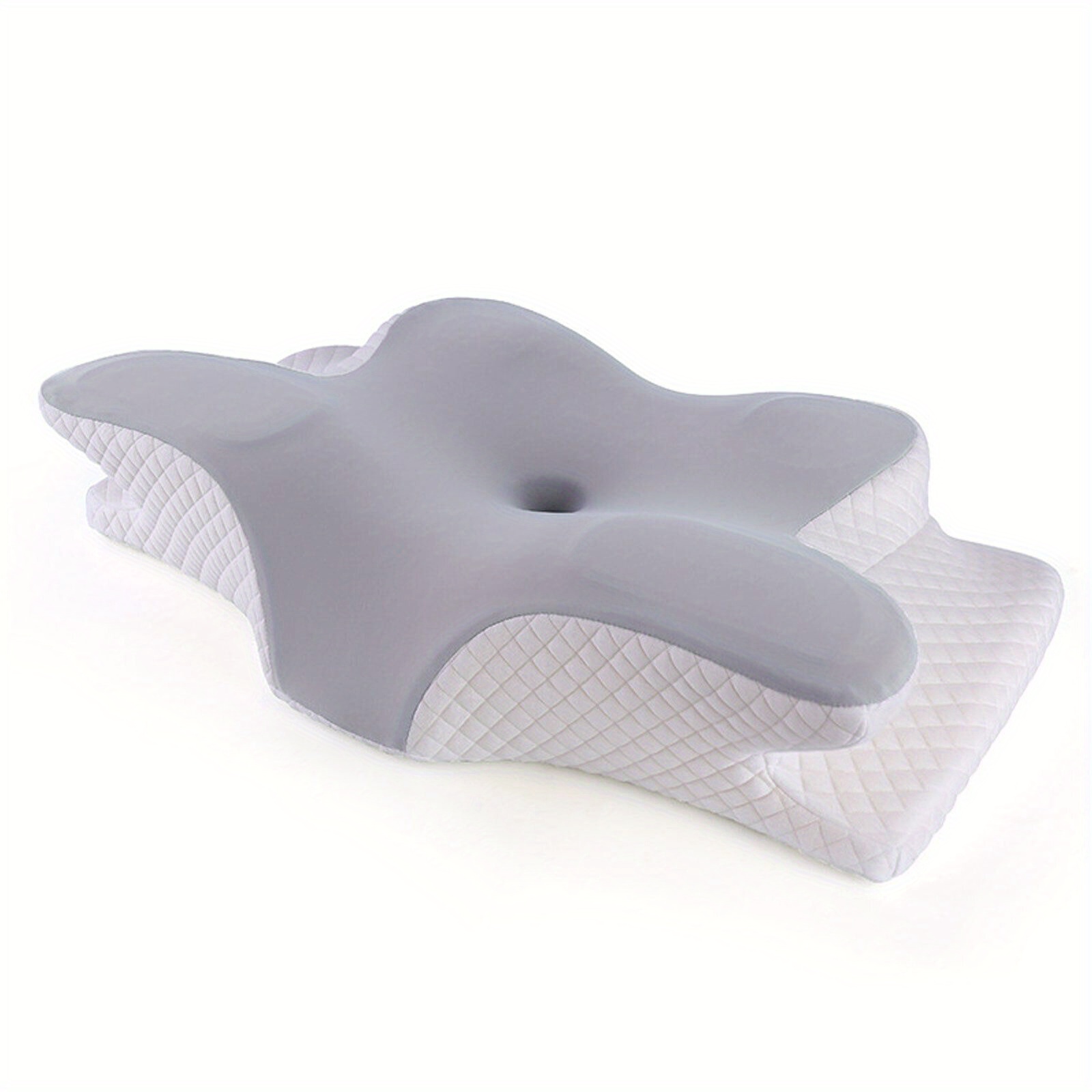 Ergonomic Sea Island Cotton Neck Pillow - Orthopedic Contour for Side, Back, Stomach Sleepers, Soft & Breathable, Machine Washable, grey, 1pc