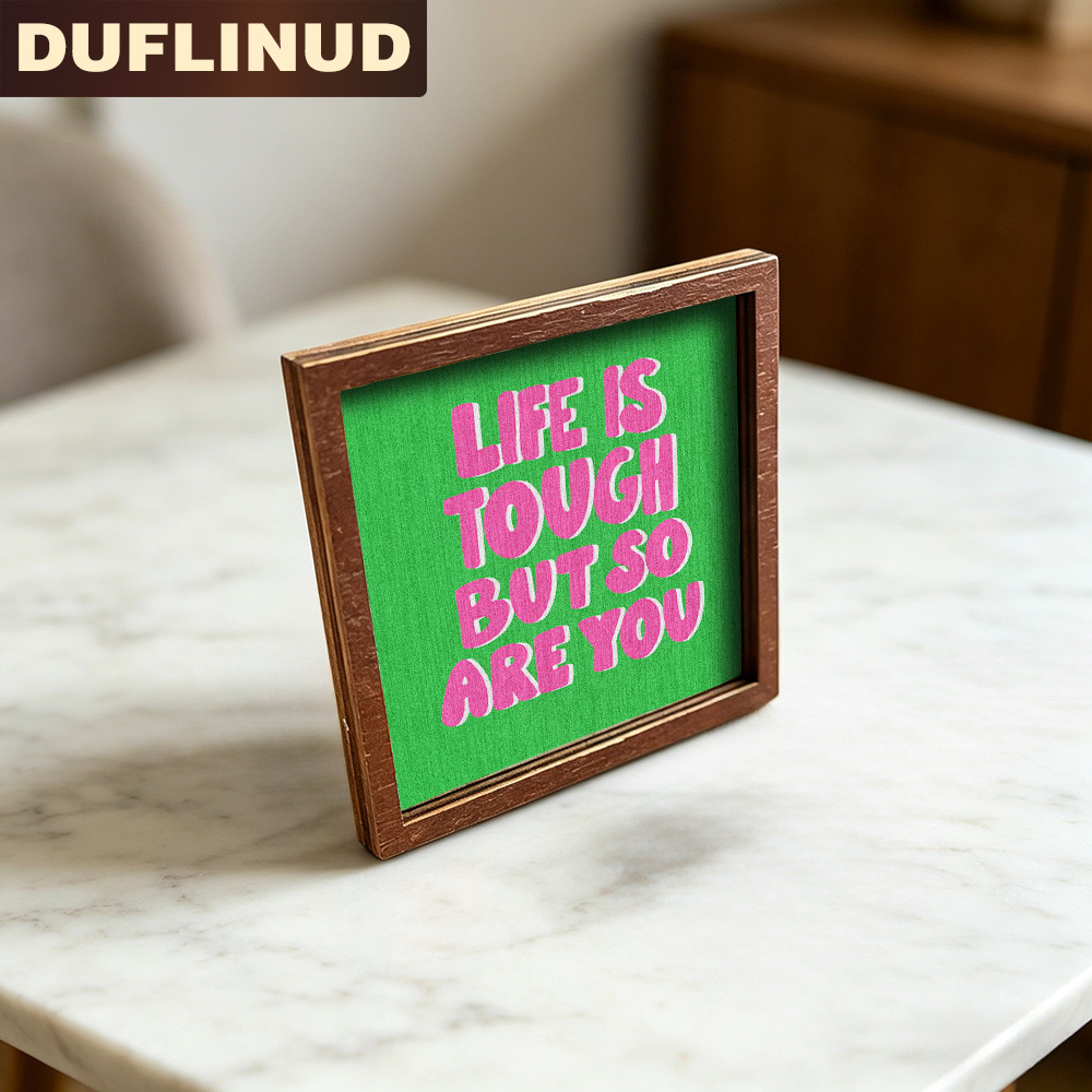 TEMU Inspirational Quote Fridge Magnet, Mini Decorative Plaque, Micro Decorative Painting With Green Background And Pink Lettering, Printed With "