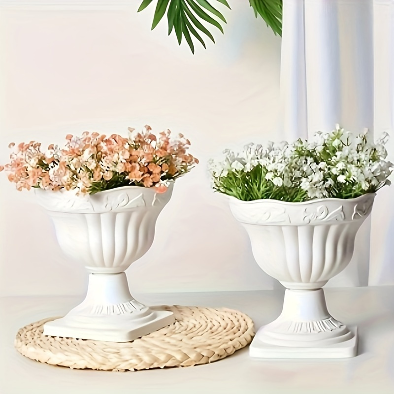 2pcs Elegant Roman Column Plastic Vase Set - Tall Cylinder Design, Suitable For Succulents And Potted Plants, Decor