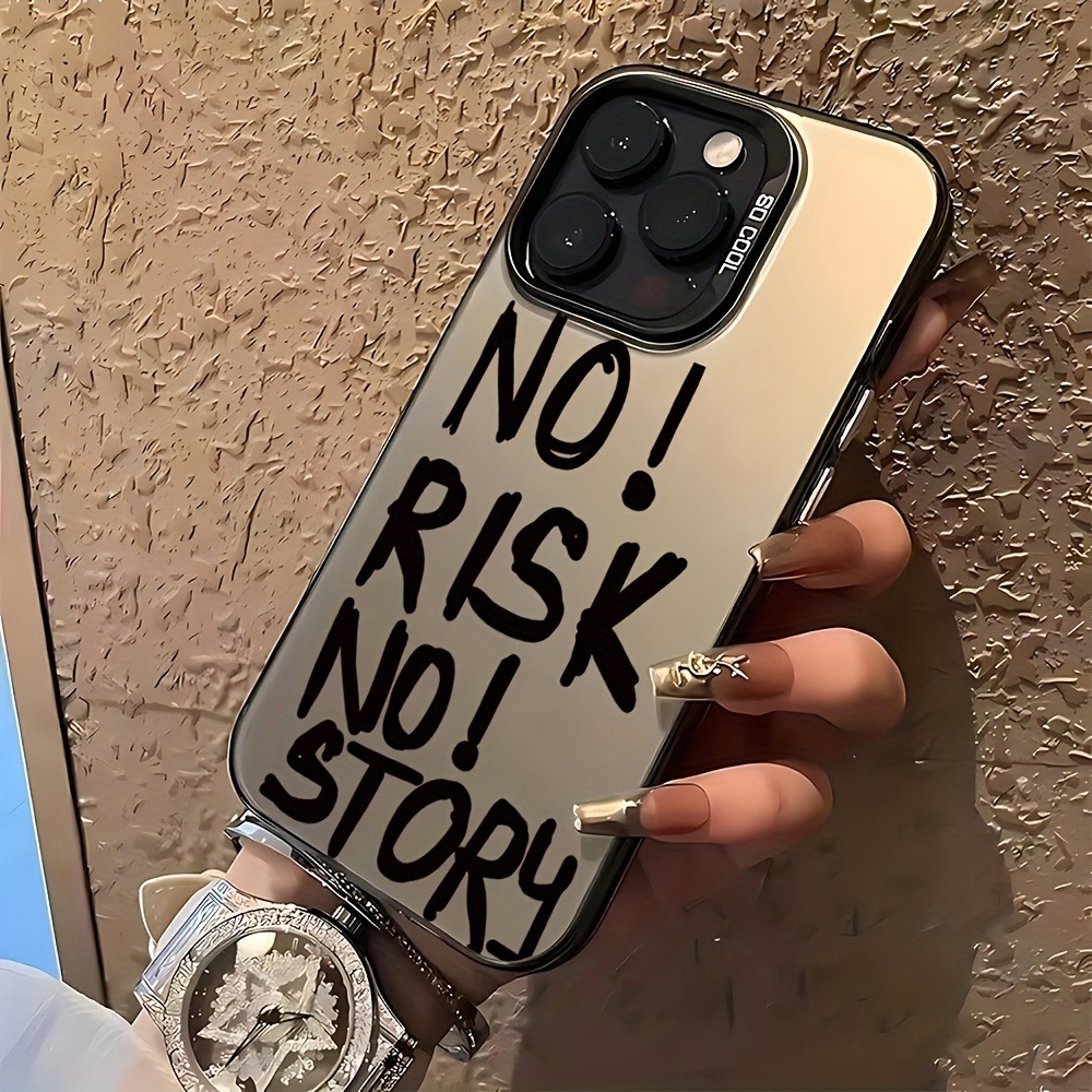 TEMU Custodia per telefono - 1 pz Senza Senza Problemi Inglese Trendy Motivo Grande Foro Laser Custodia per Iphone 18 17 16 15 14 13 12 11 Pro Max Xs