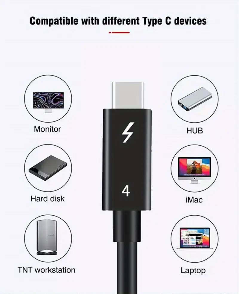 cabo coaxial , thunderbolt 4, tipo c para tipo c, 40 , pd, , carregamento rápido, , 6 pcie masculino para masculino, para , iphone, ipad, detalhes 9