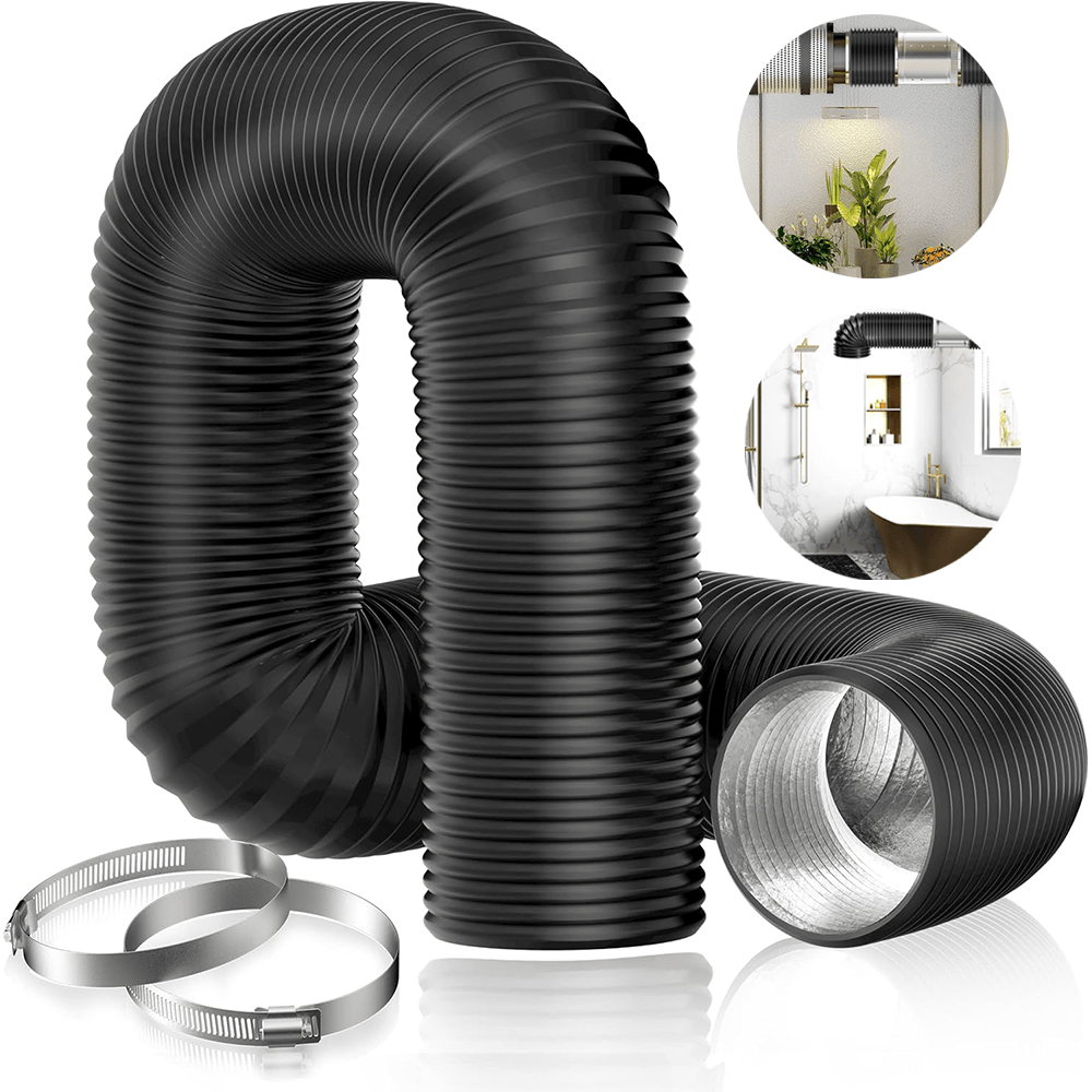 E-shop Isolierter, flexibler Schlauch für Trocknerablauf, Größe 10 cm x 250 cm, inklusive zwei Schlauchklemmen, geeignet für Klimaanlagen,
