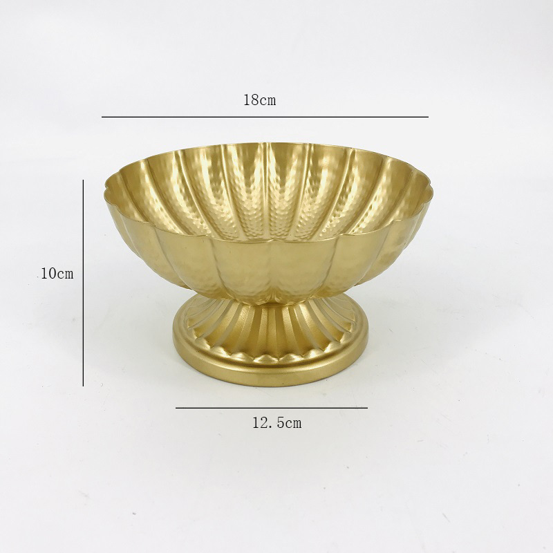 TEMU 1pc Vintage Golden Metal Vases - Small Pedestal Centerpiece Bowls For Wedding, Party, Tabletop Decor, Christmas Home Decor, Retro Display