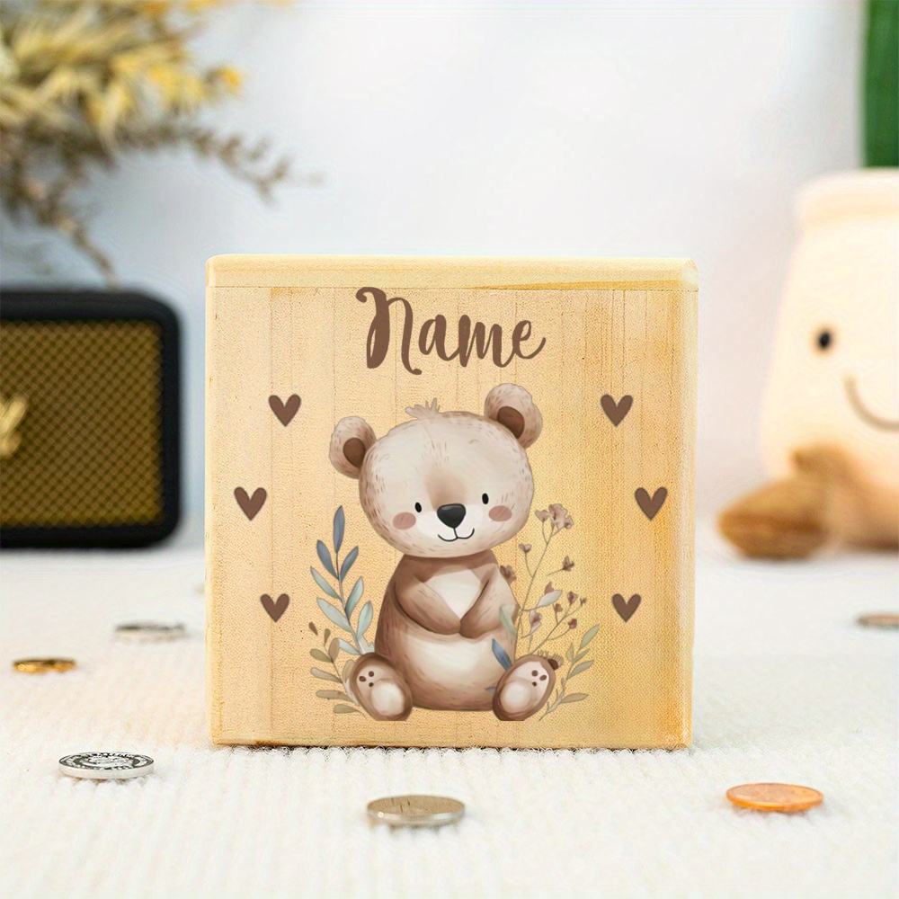 Image of 1pc Customized Animal Wooden Money Bank With Name, Personalized Money Bank With , Money Bank Gifts, Money Bank Shower Gifts, Room Decoration