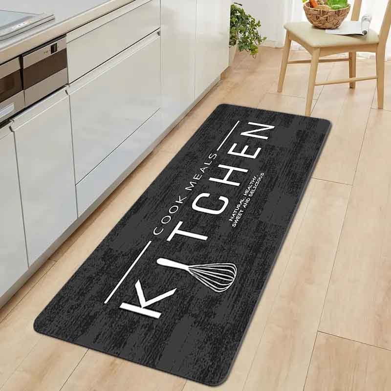 TEMU 1pc Of Thick Kitchen Floor Mat With A Gray Kitchen Pattern, Non-slip, Suitable For Corridors And , Thickened And Non-slip, Ideal For Kitchens,