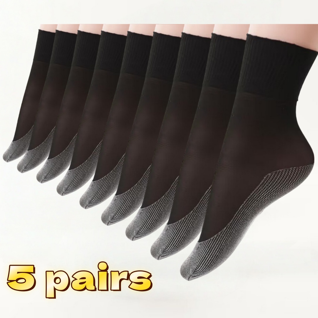 5-pack Women's Loose Transparent Socks, Lightweight Breathable Non-slip Socks With Wide Cuffs, Ideal Gift For The Elderly