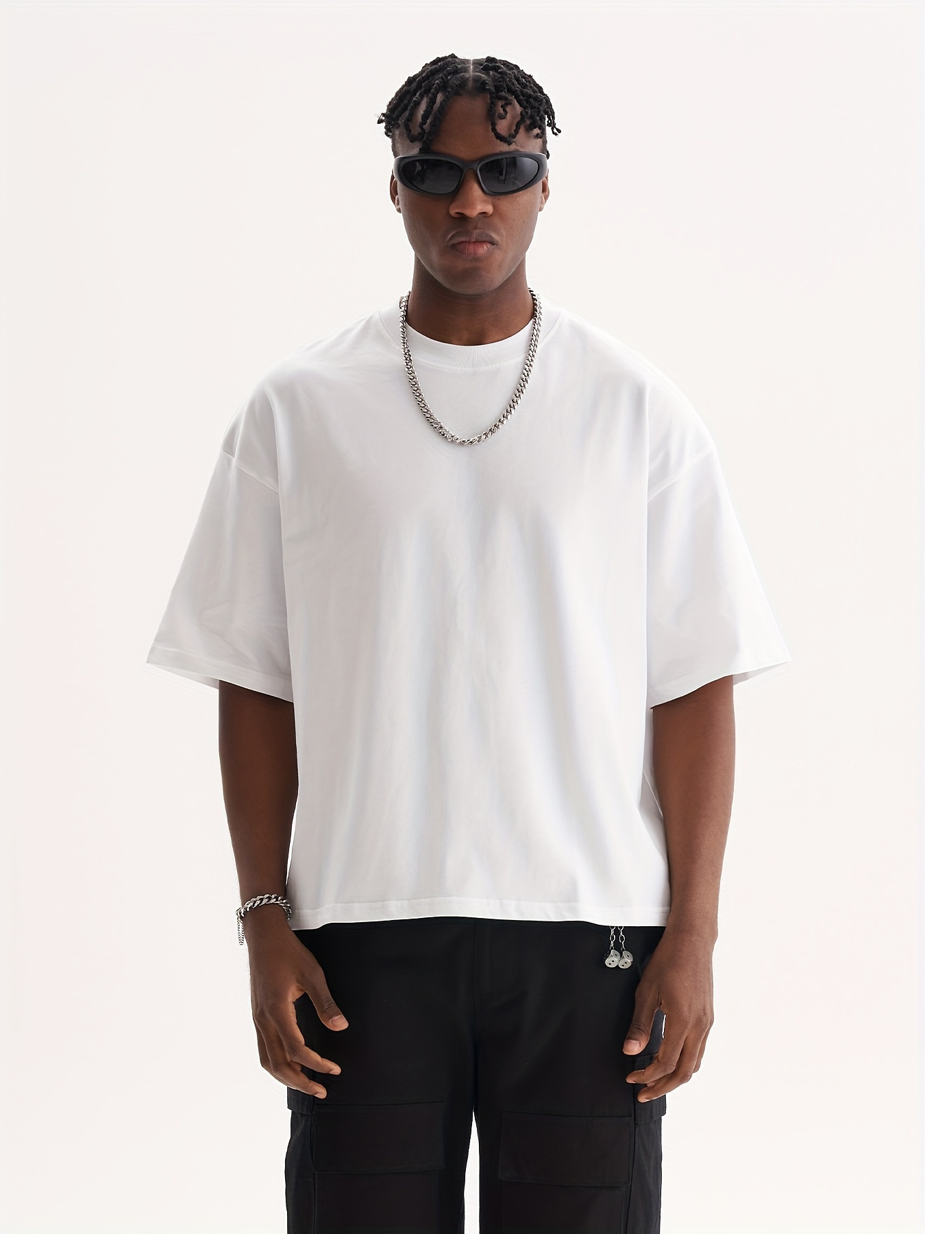 mens casual oversized shirt boxy fit cropped hem soft and