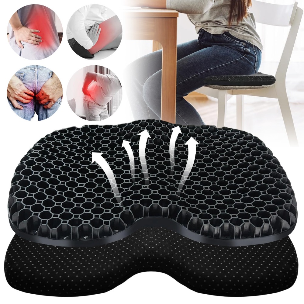3d Honeycomb Gel Seat Cushion, Breathable Non-stuffy Design For Long Time Sitting, Soft Body Weight Support With Removable Zippered Cover