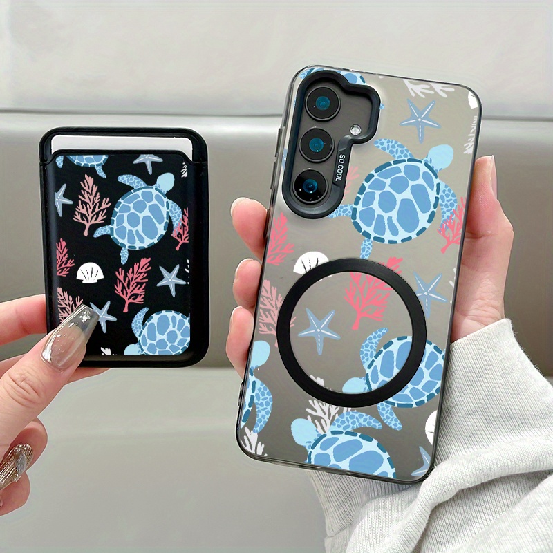 TEMU Phone Case - 2pcs Set New Creative Pattern Magnetic Phone Case And Fashionable Luxury Artificial Leather Magnetic Property Multi-functional For