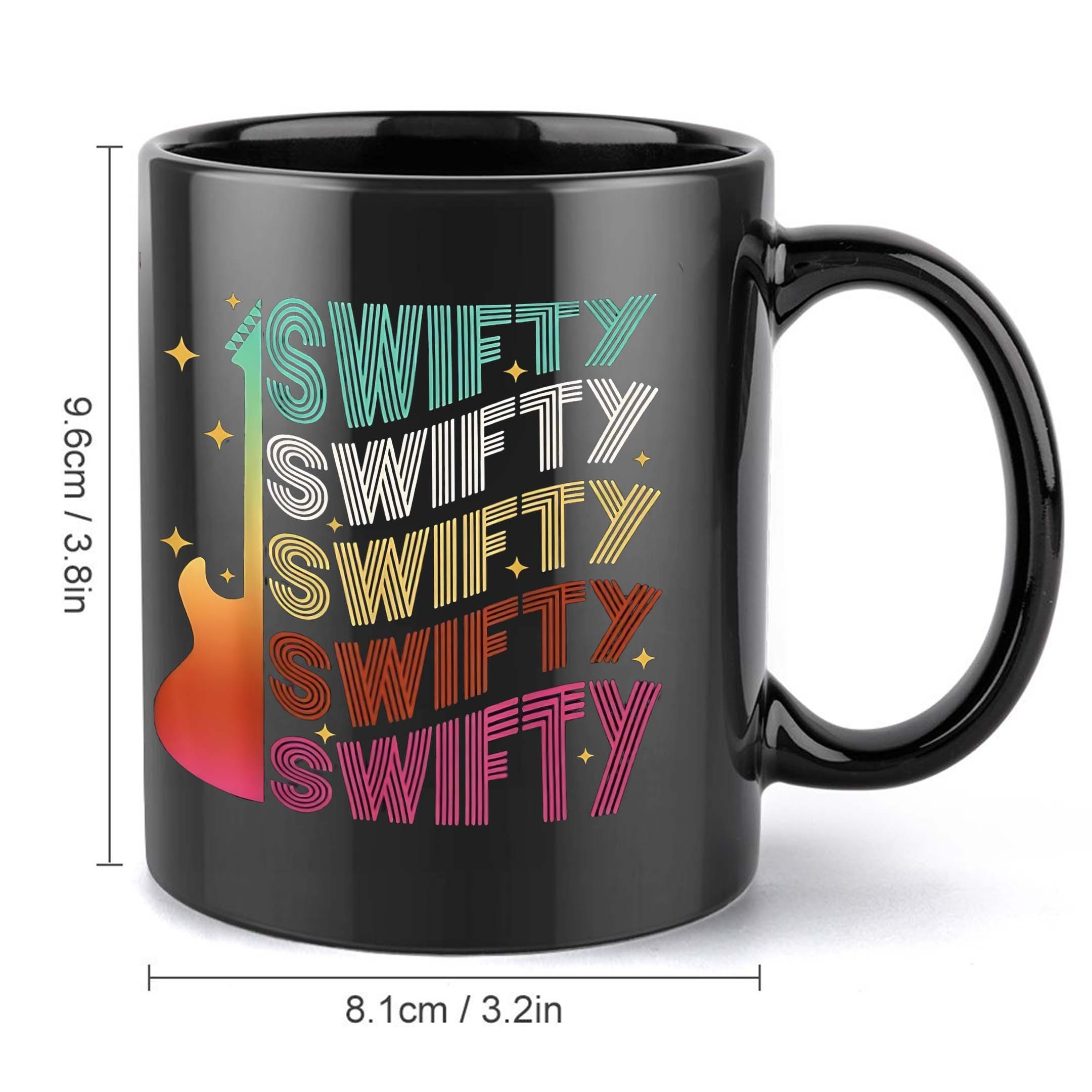 1pc   guitar coffee mug 11oz ceramic cup with colorful swifties text flame design   gift for birthdays holidays hot cold beverages music mug birthday drinkware   text graphics   print 1