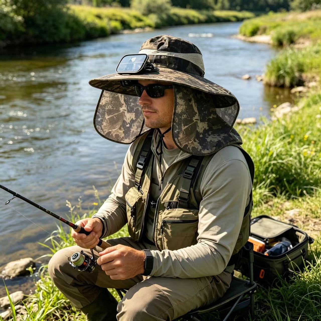 Men's Outdoor Bucket Hat With Large Shawl Sun Hat And Neck Flap For Summer
