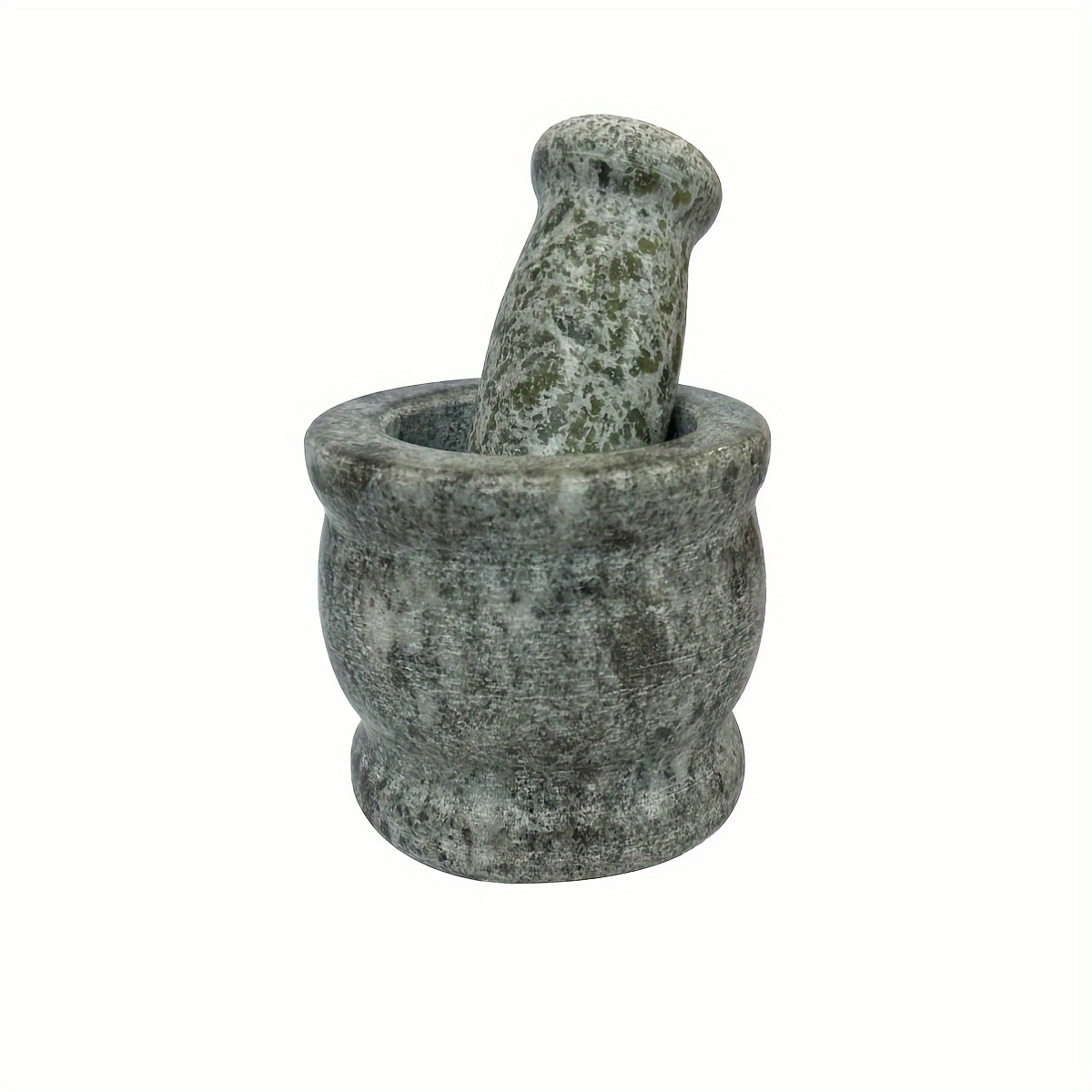 TEMU Handmade Natural Stone Mortar And Pestle Set - Heavy-duty Granite Manual Grinder For Garlic, Spices, Herbs & Grains - Durable, Non-porous