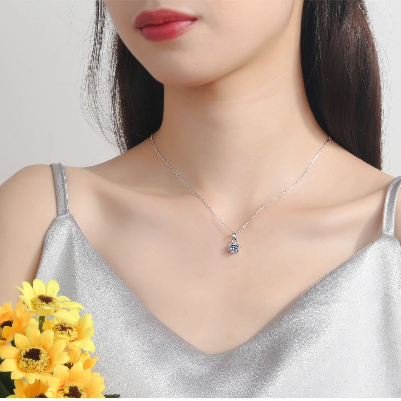 Classic 6 Claws Silvery Plated Necklace, Earrings & Ring Set